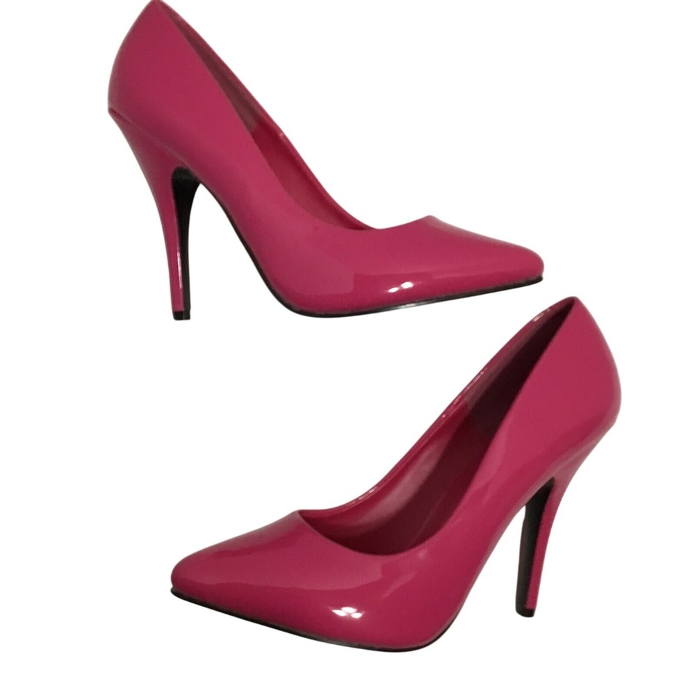 Pleaser Seduce-420 Hot Pink Patent Pointed Toe Stiletto Pumps Heels Womens 10